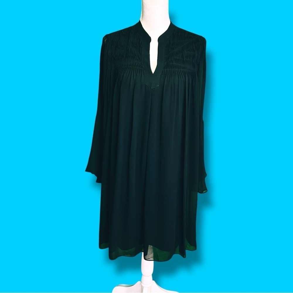 NWT Max Studio Black Accordion Pleated Chiffon Shift Dress Size Medium